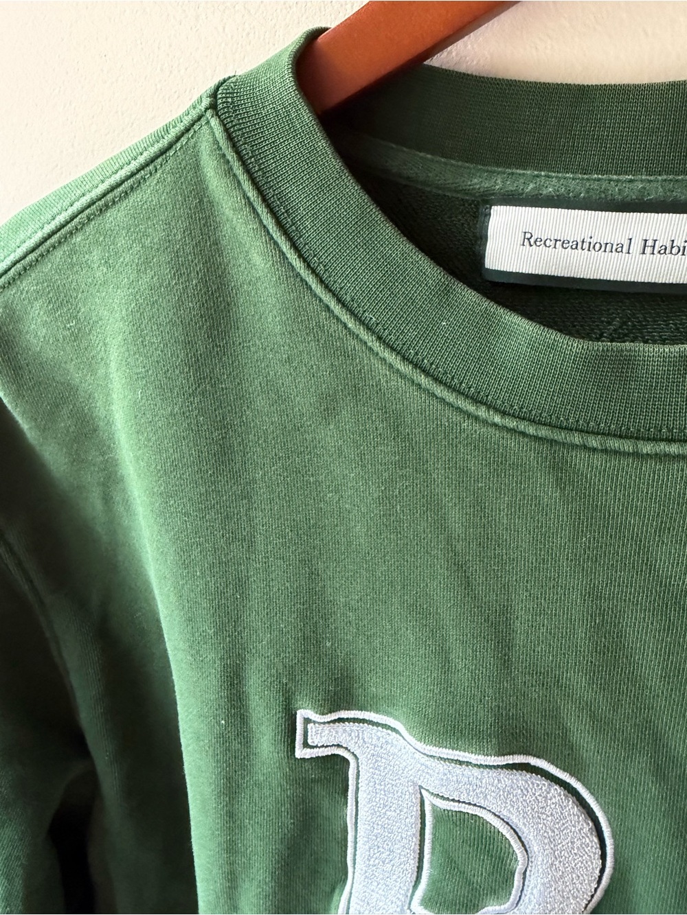 Recreational Habits Varsity Green Crew Neck Pullover Sweatshirt Small - Picture 6 of 7